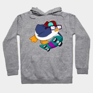 Penguin as Skater with Skateboard Hoodie